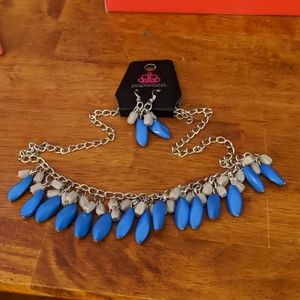 Paparazzi blue and grey necklace and earrings set